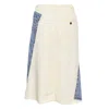 Pushbutton Blue Denim Print Wrap Panel Skirt In Multi