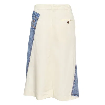 Pushbutton Blue Denim Print Wrap Panel Skirt In Multi