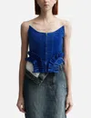 Pushbutton Blue Frill Hem Bustier In Blue