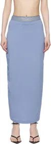 Pushbutton Blue Lace Layered Maxi Skirt In Blue