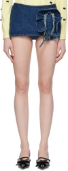 Pushbutton Blue Micro Denim Skort In Blue