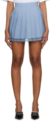 Pushbutton Blue Pleated Shorts In Blue