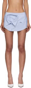Pushbutton Blue Shirt Collar Front Micro Skort In Blue
