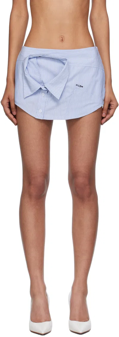 Pushbutton Blue Shirt Collar Front Micro Skort
