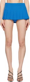 Pushbutton Blue Side Folded Pleats Skort In Blue