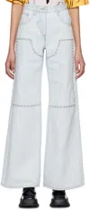 Pushbutton Blue Stud Jeans In Snow Blue