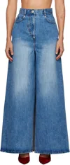 Pushbutton Blue Wide Denim Maxi Skort In Blue