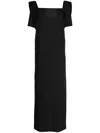 Pushbutton Bow-detailing Square-neck Dress In Black