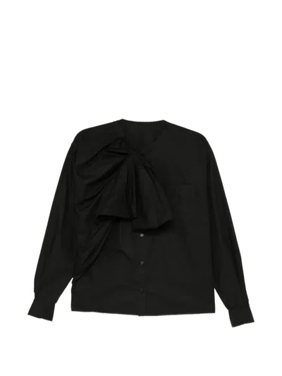 Pushbutton Bow-detail Shirt In Black