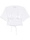 Pushbutton White Bra Point Cropped T-shirt In 白色