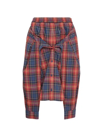 Pushbutton Buttoned Tied-waist Plaid Skirt In Multi