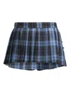 Pushbutton Checked Mini Skort In Blue