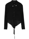 Pushbutton Collar-detail Strap-detail Shirt In 黑色