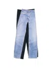 Pushbutton Denim-patch Trousers In Blue