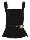 Pushbutton Flared Denim Overall In Black
