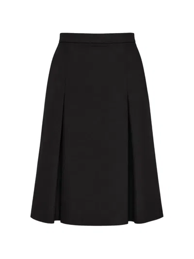 Pushbutton Flared Pleated Midi Skirt In Multi