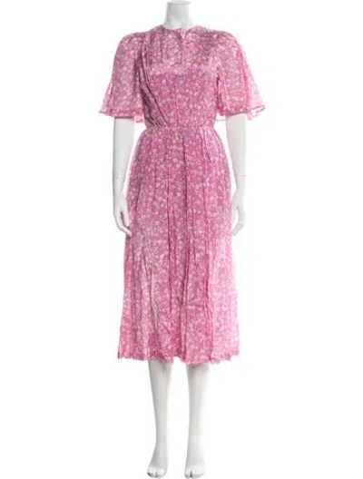 Pre-owned Pushbutton Floral Print Long Dress In Pink