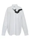 Pushbutton Flying-tie Print Shirt In White