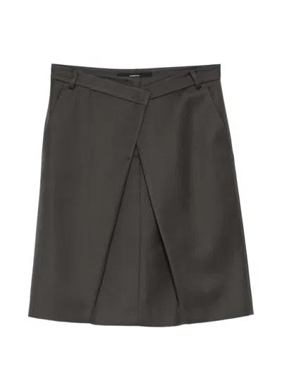 Pushbutton Folded Tuck Skirt In Black