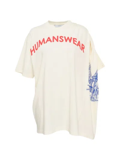 Pushbutton Gathered-shoulder T-shirt In White