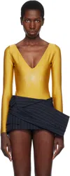 Pushbutton Gold Star Point Bodysuit In Gold