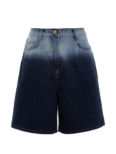 Pushbutton Gradient-effect Lightning-bolt Jeans In Blue