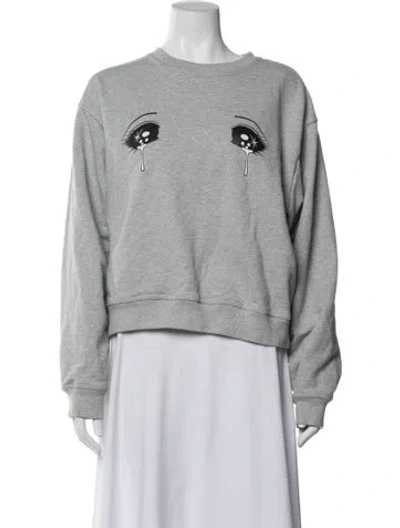 Pre-owned Pushbutton Graphic Print Crew Neck Sweatshirt In White