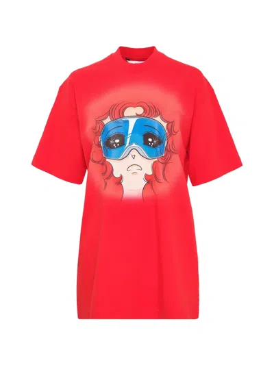 Pushbutton Graphic-print T-shirt In Red