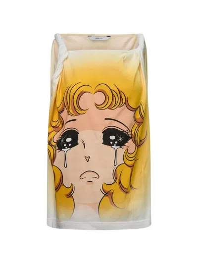 Pushbutton White Crying Girl Knot Sleeveless Top In Multi