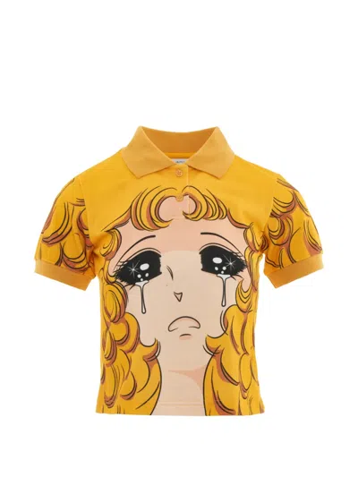 Pushbutton Graphic-print Polo Shirt In Yellow