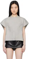 Pushbutton Gray Bra Point Sleeveless Jersey T-shirt In Gray