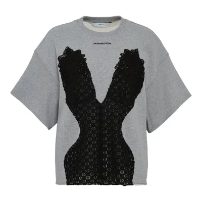 Pushbutton Gray Bustier Layered Top