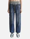 Pushbutton Denim-printed Sweatpants In Grey