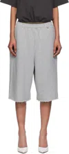 Pushbutton Gray Graphic Printed Bermuda Sweat Shorts
