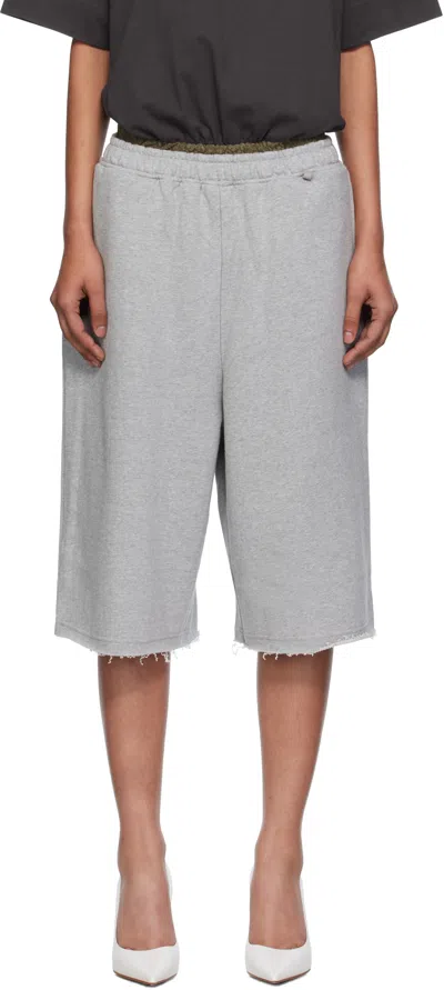Pushbutton Gray Graphic Printed Bermuda Sweat Shorts