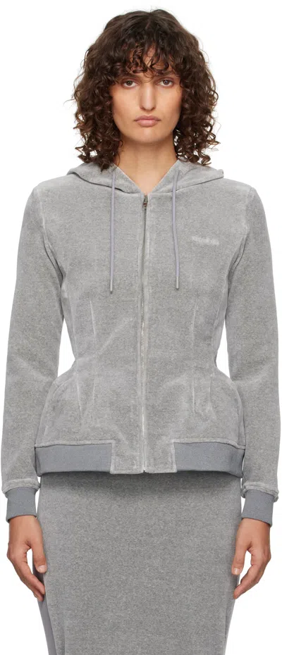 Pushbutton Gray Hourglass Zip-up Hoodie