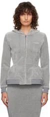 Pushbutton Gray Hourglass Zip-up Hoodie In Gray