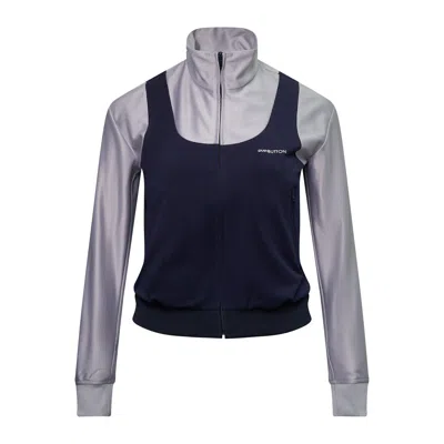 Pushbutton Gray Layered Sleeveless Track Top In Blue
