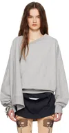 Pushbutton Gray One Shoulder Cape Sweatshirt In Grey