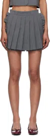 Pushbutton Gray Pleated Apron Shorts