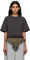 Pushbutton Gray Ruffle Panty T-shirt In Black