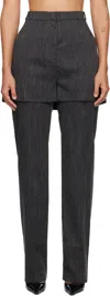 Pushbutton Gray Shorts Layered Trousers In Gray