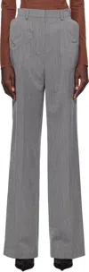 Pushbutton Gray Shoulder Puff Trousers In Grey