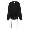 Pushbutton Gray Square Knit Top In Black