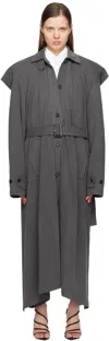 Pushbutton Gray Square Trench Coat In Gray