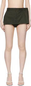 Pushbutton Gray Stripe Side Folded Skorts In Khaki