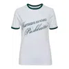 Pushbutton Green Ringer T-shirt In White
