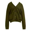 Pushbutton Green Strap Point Cardigan In Green