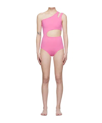 Pushbutton Ssense Exclusive Black Cut-out Bodysuit In Pink