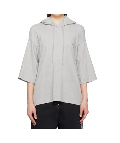 Pushbutton Hooded T-shirt In Gray